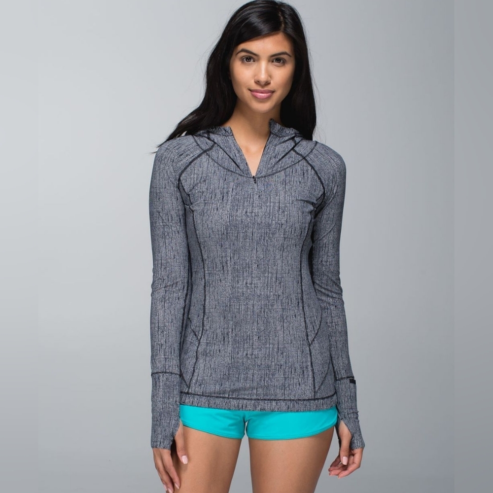 lululemon athletica Heathered Gray Long Sleeve Half-Zip Hoodie